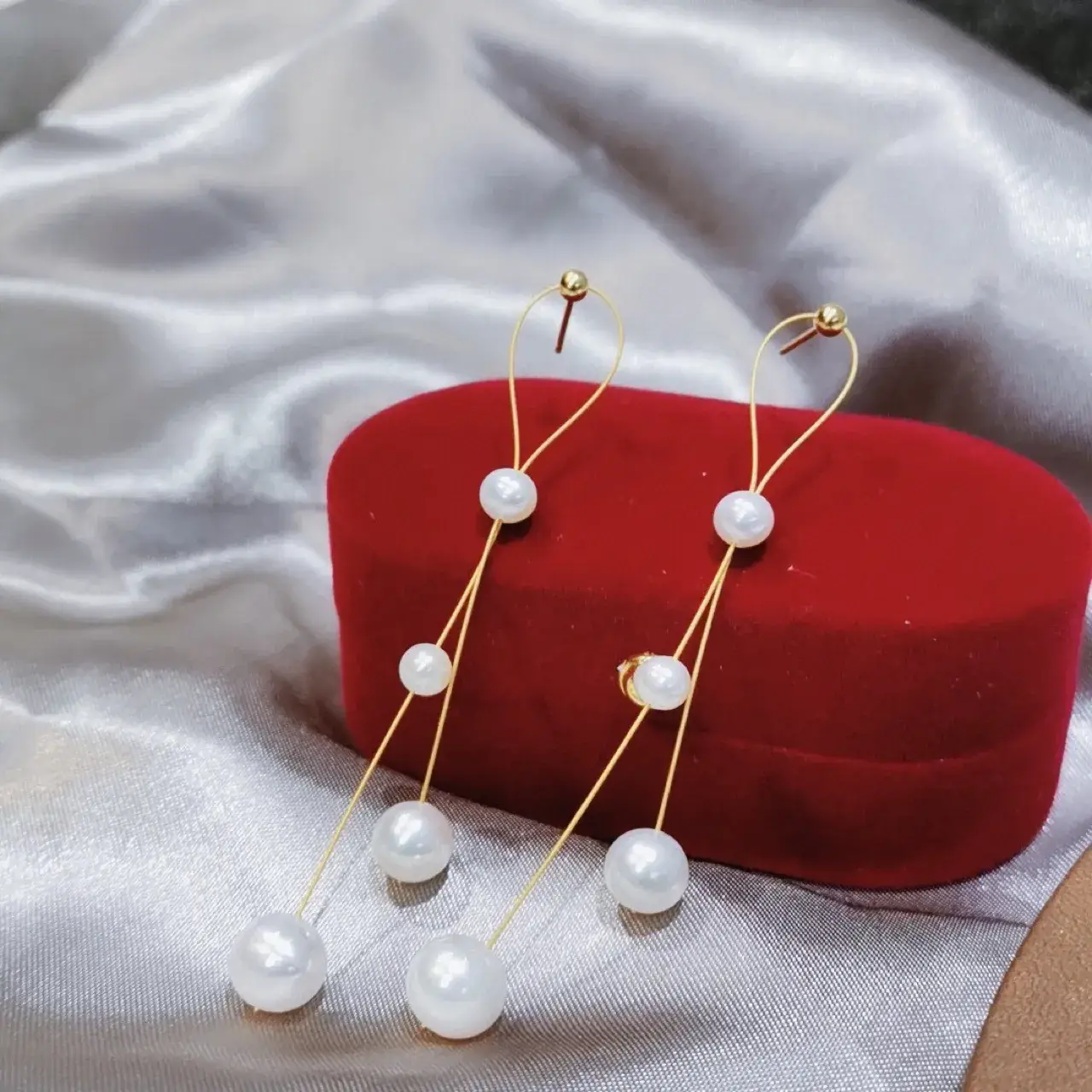 Gypsophila Pearl Earrings 14K Gold Pearl Drop Set