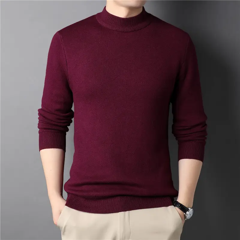 Men's Black Half-Turtleneck Sweater Solid Color - Image 15