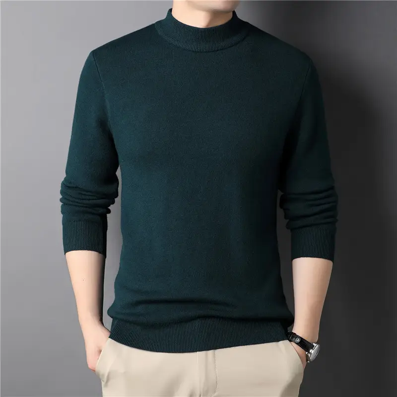 Men's Black Half-Turtleneck Sweater Solid Color - Image 17