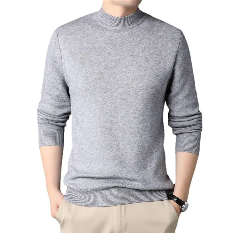Men's Black Half-Turtleneck Sweater Solid Color - Image 18