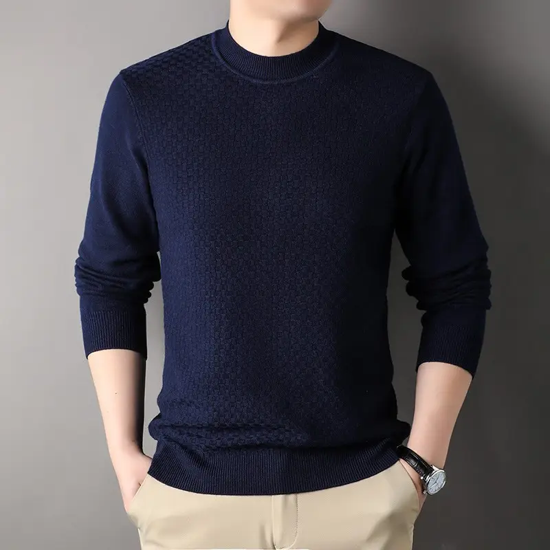 Men's Black Half-Turtleneck Sweater Solid Color - Image 10