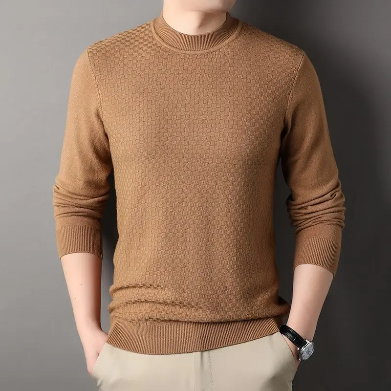 Men's Black Half-Turtleneck Sweater Solid Color - Image 11