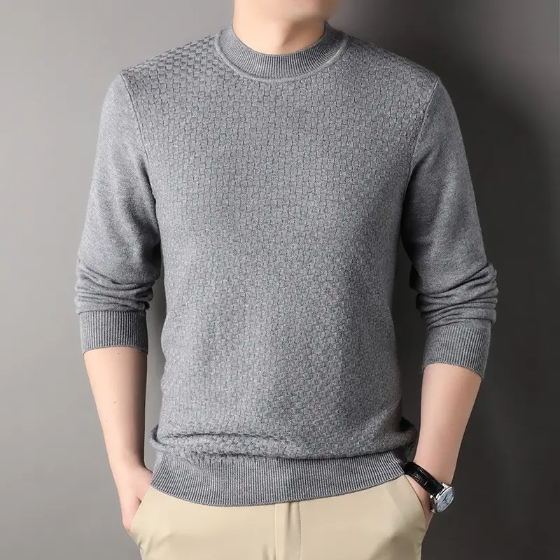 Men's Black Half-Turtleneck Sweater Solid Color - Image 12