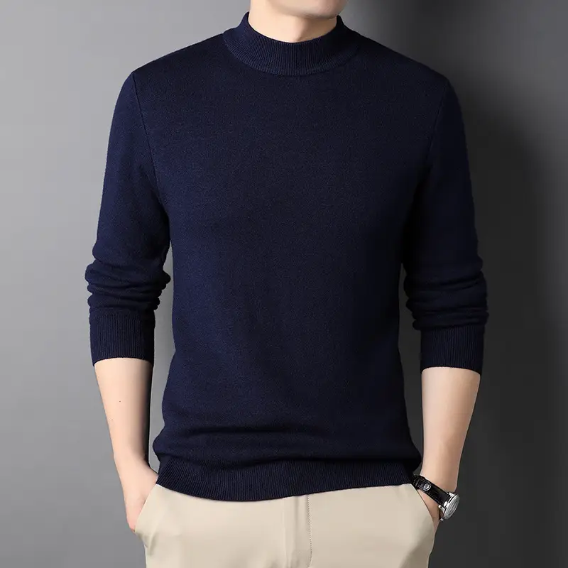 Men's Black Half-Turtleneck Sweater Solid Color - Image 6