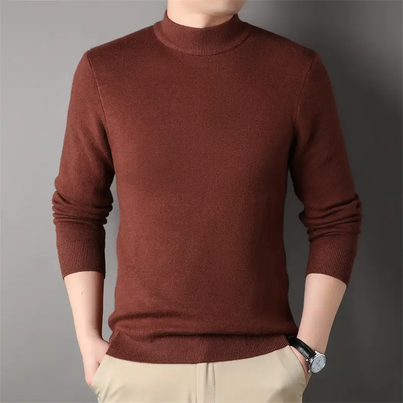 Men's Black Half-Turtleneck Sweater Solid Color - Image 7