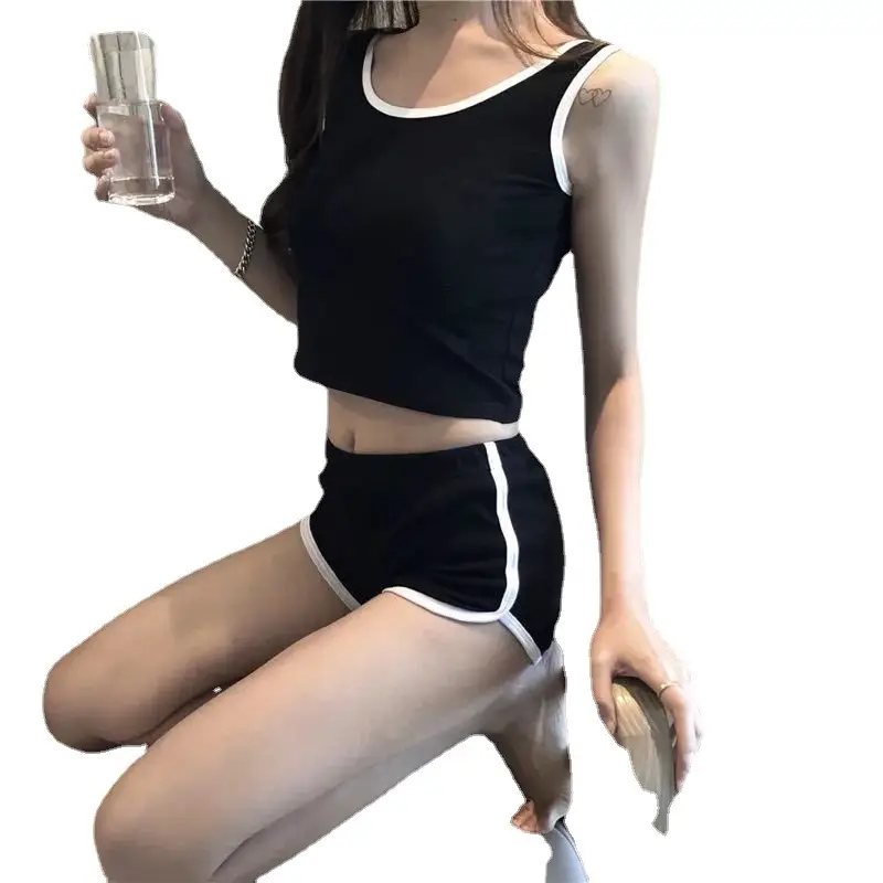 Women's Gray Slim Fit Shorts Set Summer Casual Home Sportswear - Image 9