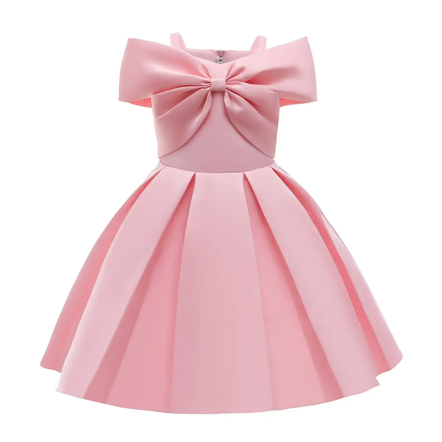 White Strapless Pleated Princess Dress for Girls - Image 2
