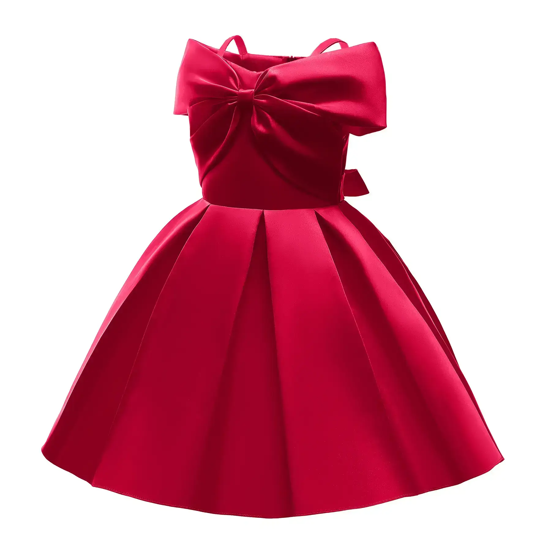 White Strapless Pleated Princess Dress for Girls - Image 9