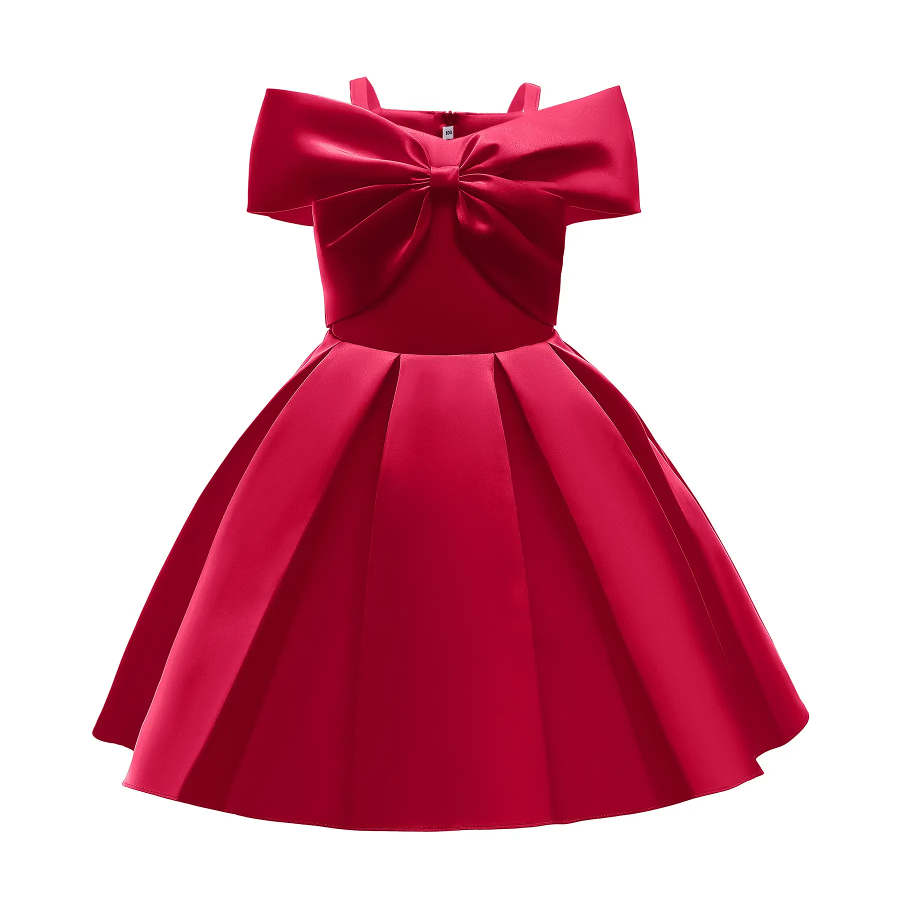 White Strapless Pleated Princess Dress for Girls - Image 3
