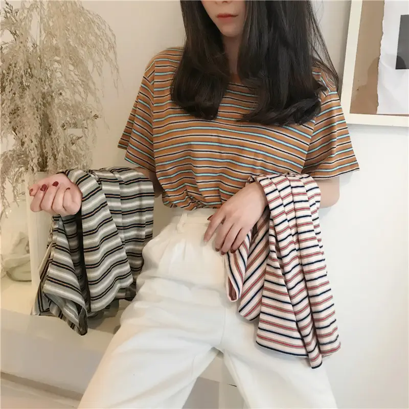Women Striped T-Shirt Plus Size Summer Wear - Image 6