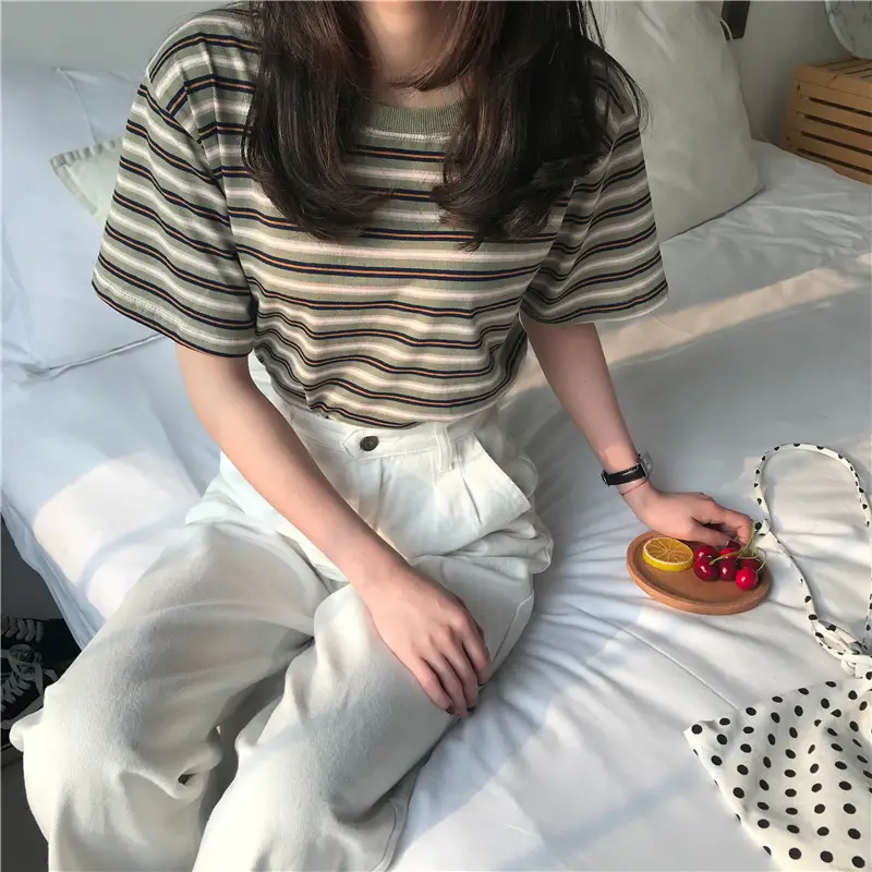 Women Striped T-Shirt Plus Size Summer Wear - Image 7