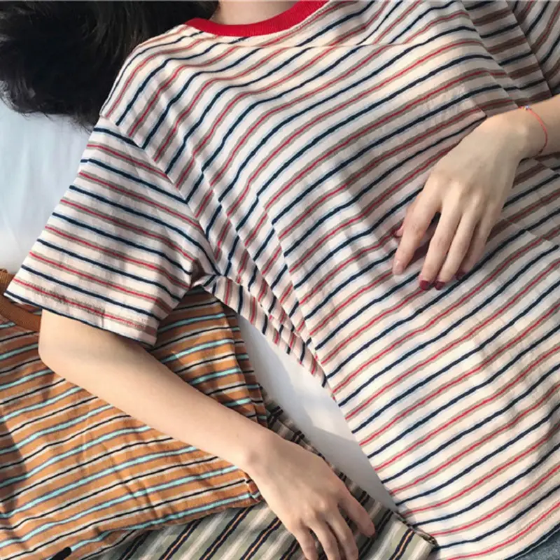 Women Striped T-Shirt Plus Size Summer Wear - Image 8