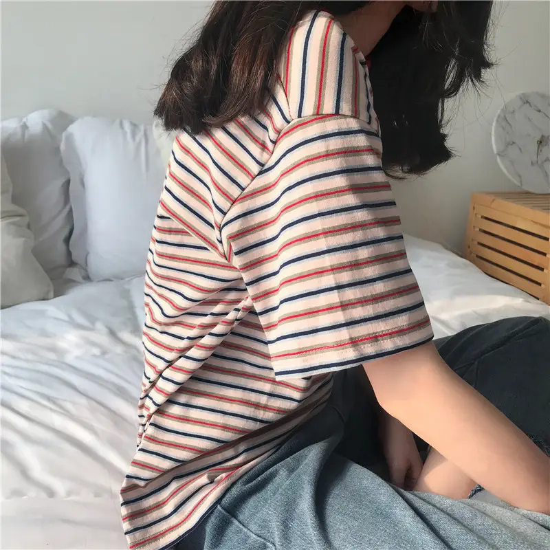 Women Striped T-Shirt Plus Size Summer Wear - Image 9