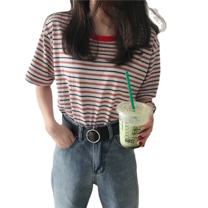 Women Striped T-Shirt Plus Size Summer Wear - Image 10