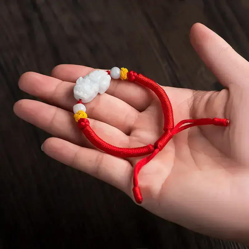 Jade Jade Bracelet Red White Women's Life Year - Image 2