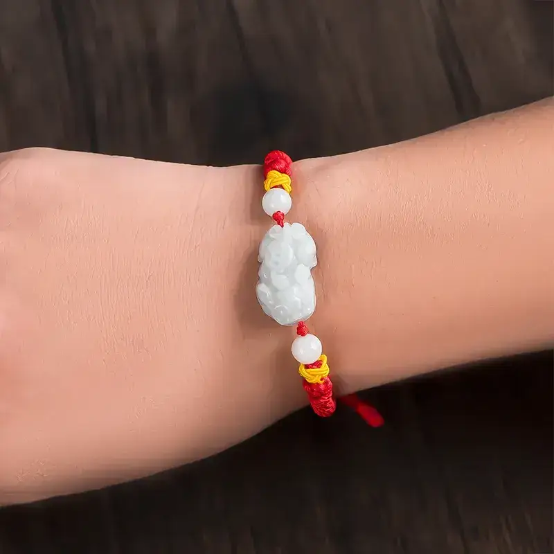 Jade Jade Bracelet Red White Women's Life Year - Image 4