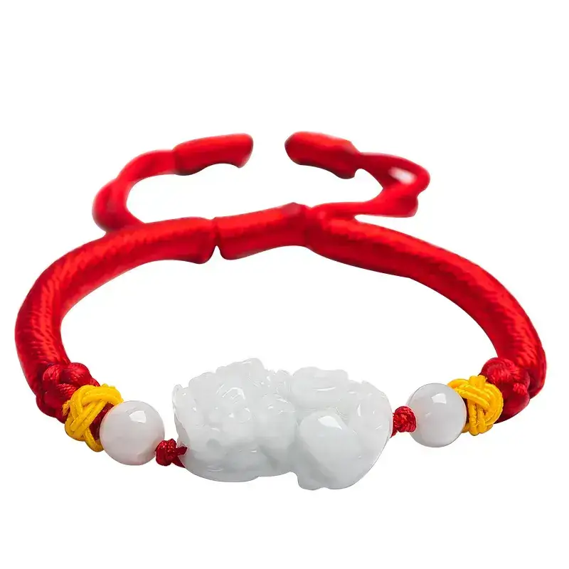 Jade Jade Bracelet Red White Women's Life Year - Image 5