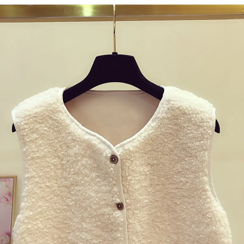 Women's Fur Stuffed Sleeveless Vest Brown Autumn Winter — feature 7