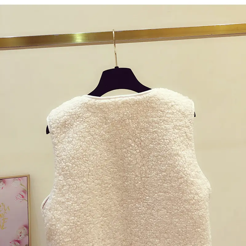 Women's Fur Stuffed Sleeveless Vest Brown Autumn Winter — feature 9