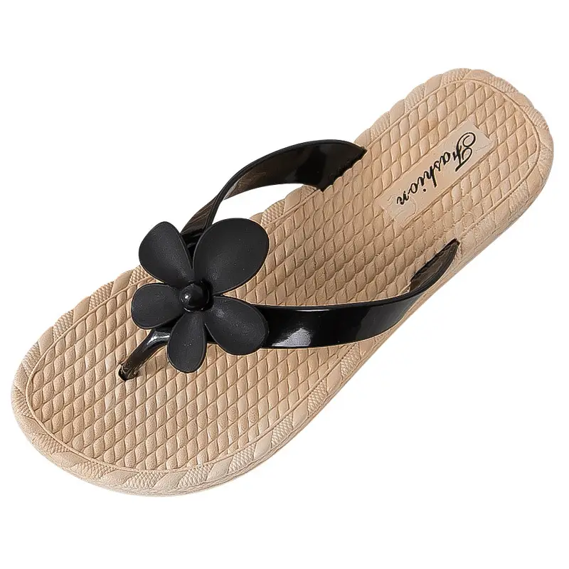 Women's Egg Flower Cross-Body Flip Flops Beige