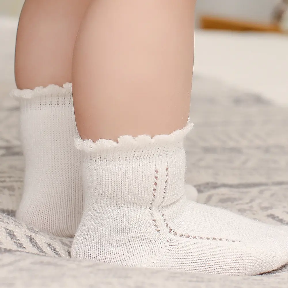 White Loose Newborn Socks for Boys Girls Breathable - Image 4