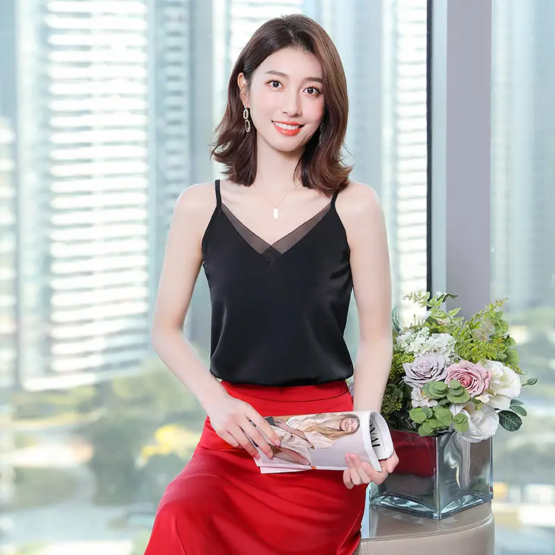 Women's White V-Neck Camisole with Floral Pants Set - Image 2