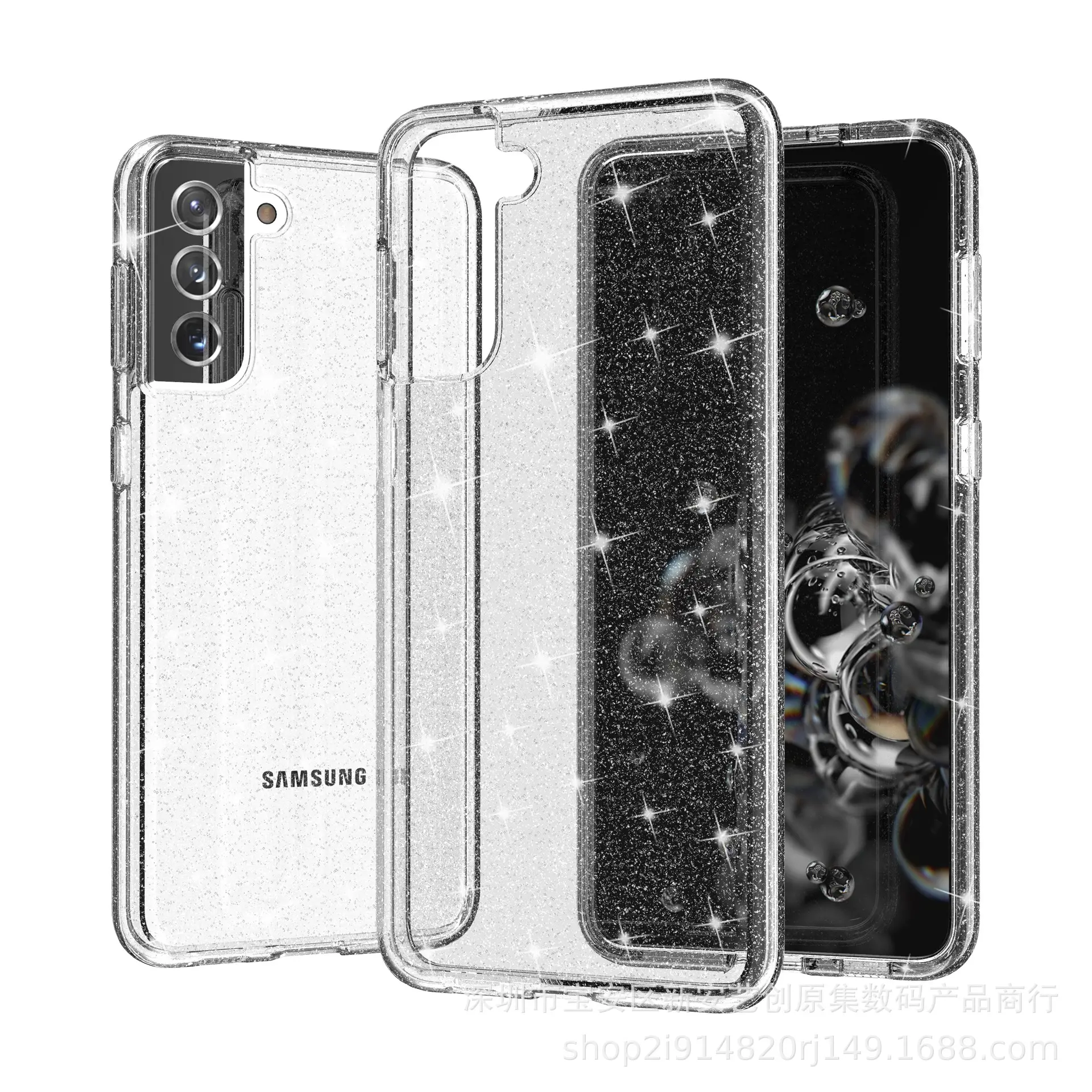 Transparent Glitter Samsung Galaxy S30 S21 Phone Case - Image 4