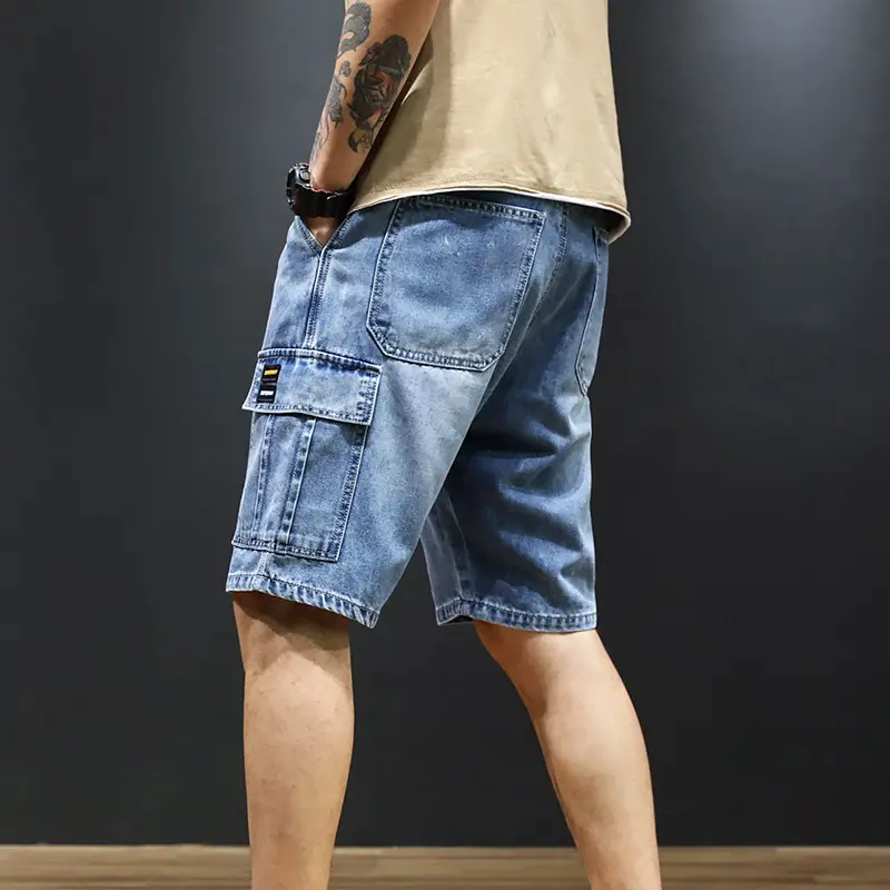 Men Denim Five-Pocket Shorts Large Casual - Image 5