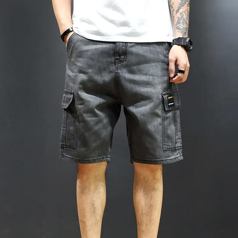 Men Denim Five-Pocket Shorts Large Casual - Image 6