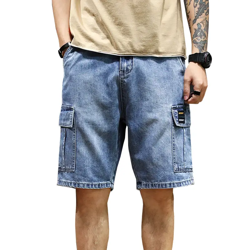 Men Denim Five-Pocket Shorts Large Casual - Image 7