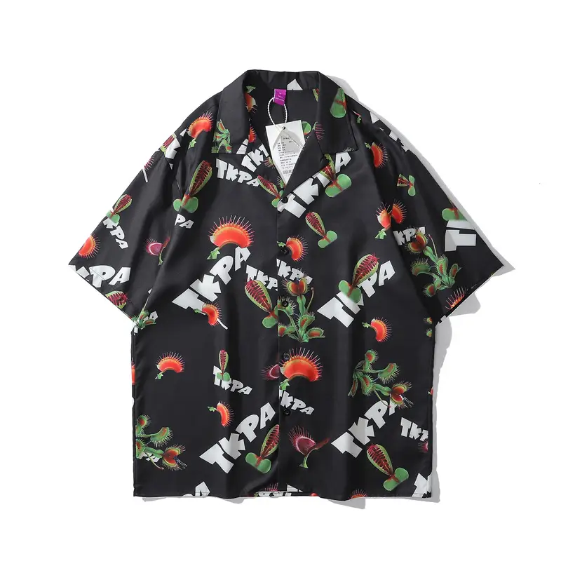 American Retro Cross-Border Hawaiian Shirt with Floral Embroidery - Image 12