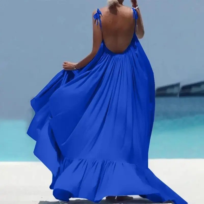 Maternity Beach Dress Blue Long Swing Dress - Image 14