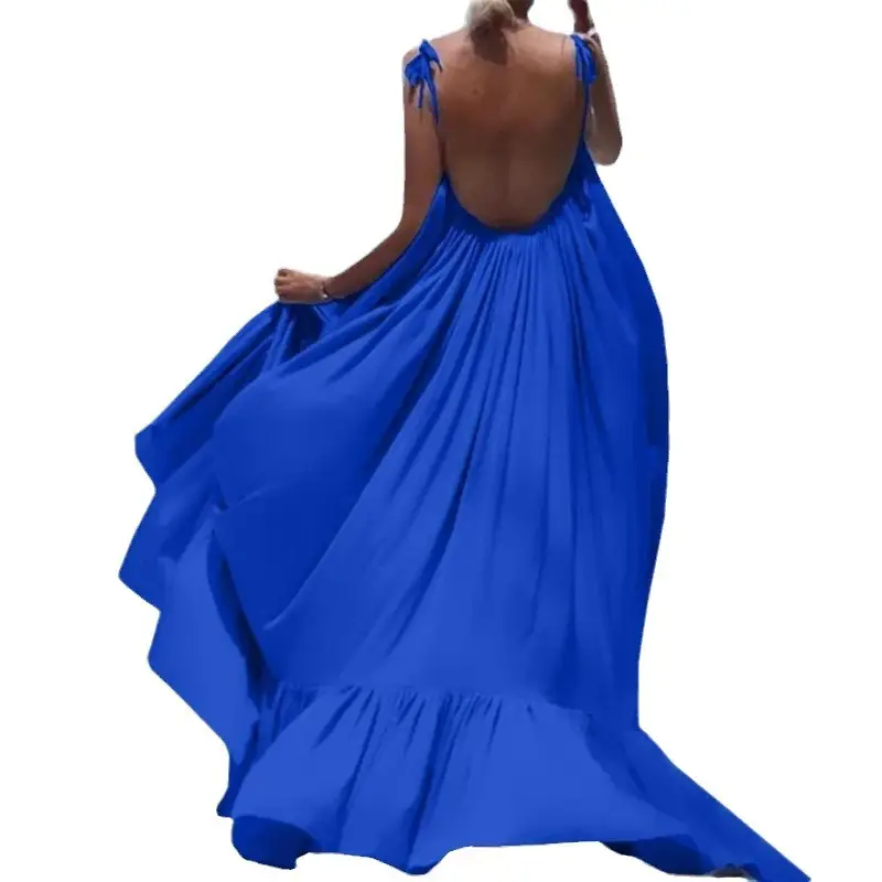 Maternity Beach Dress Blue Long Swing Dress - Image 17