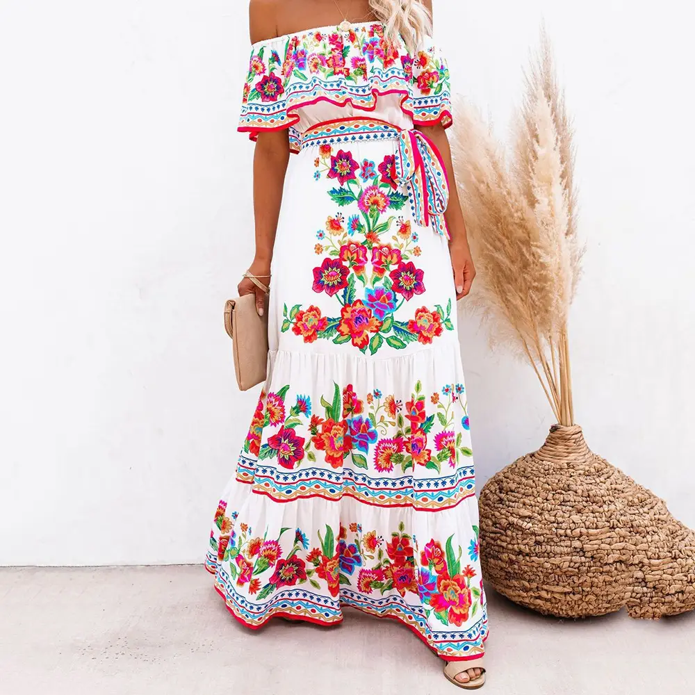 Maternity Beach Dress Blue Long Swing Dress — feature 11