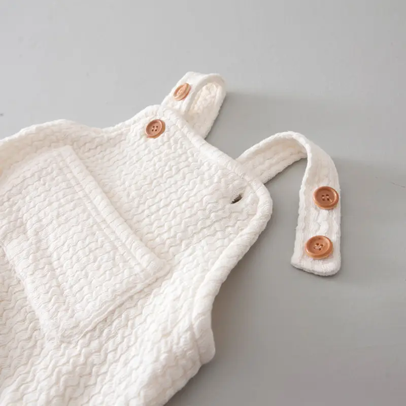 White Korean Style Newborn Baby Climbing Suit with Rabbit Strap - Image 4