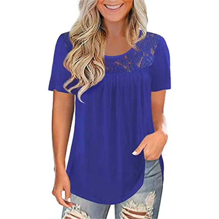 2021 Women's Purple Lace Short Sleeve Top Large - Image 5