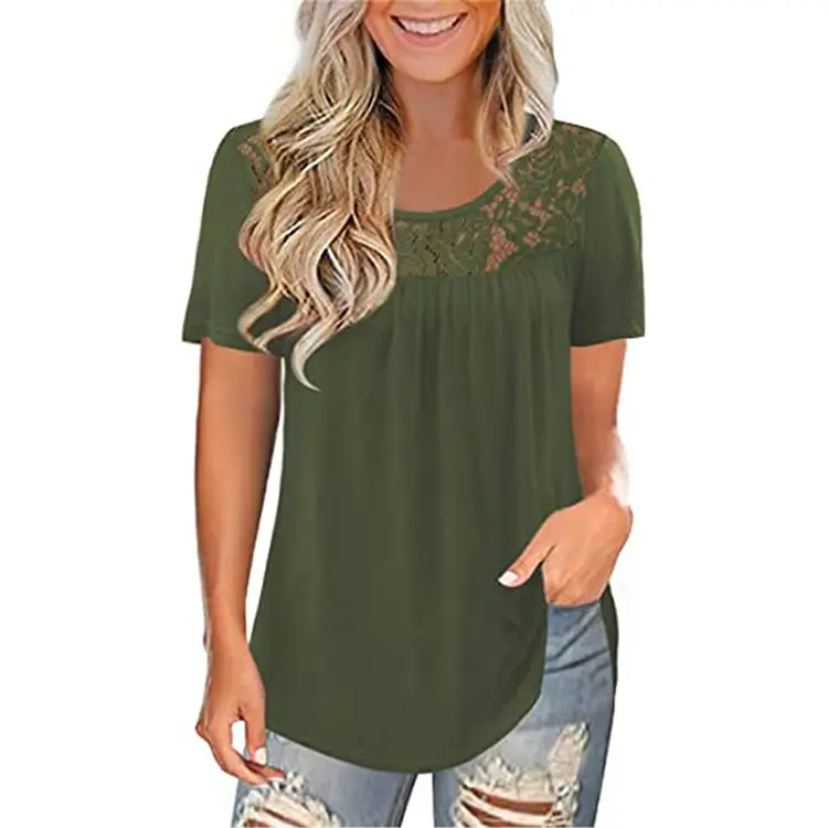 2021 Women's Purple Lace Short Sleeve Top Large - Image 3
