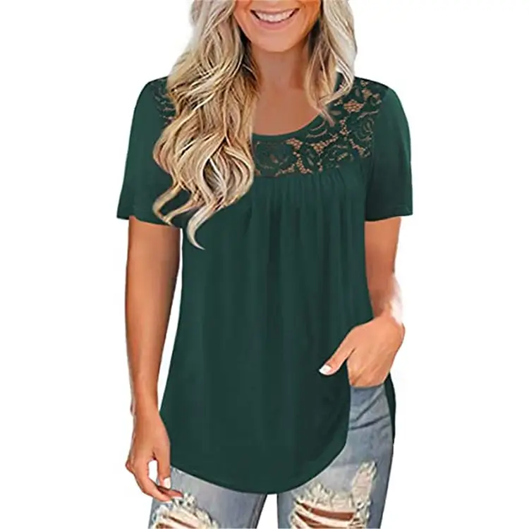 2021 Women's Purple Lace Short Sleeve Top Large - Image 4