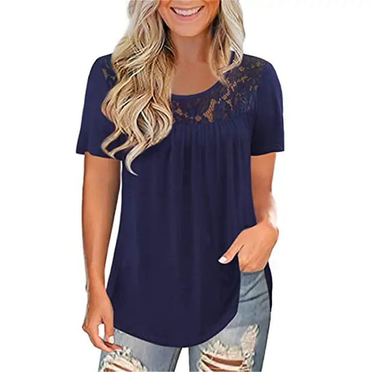 2021 Women's Purple Lace Short Sleeve Top Large - Image 6