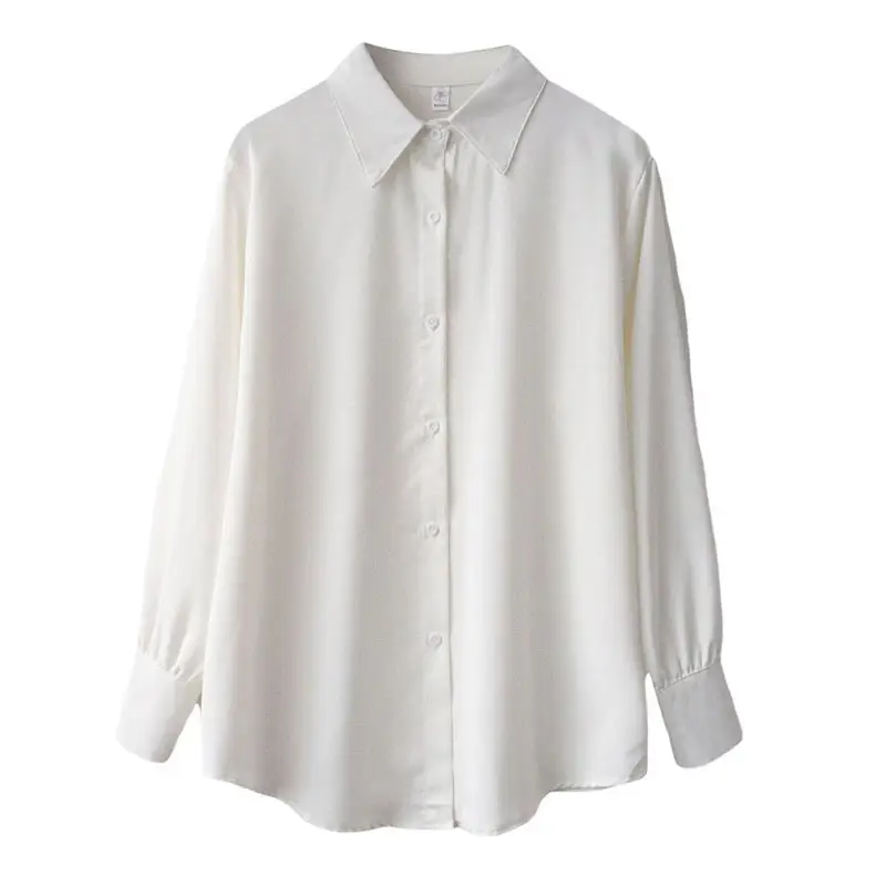 2021 Korean Lapel Chiffon Shirt White Blue Set - Image 6