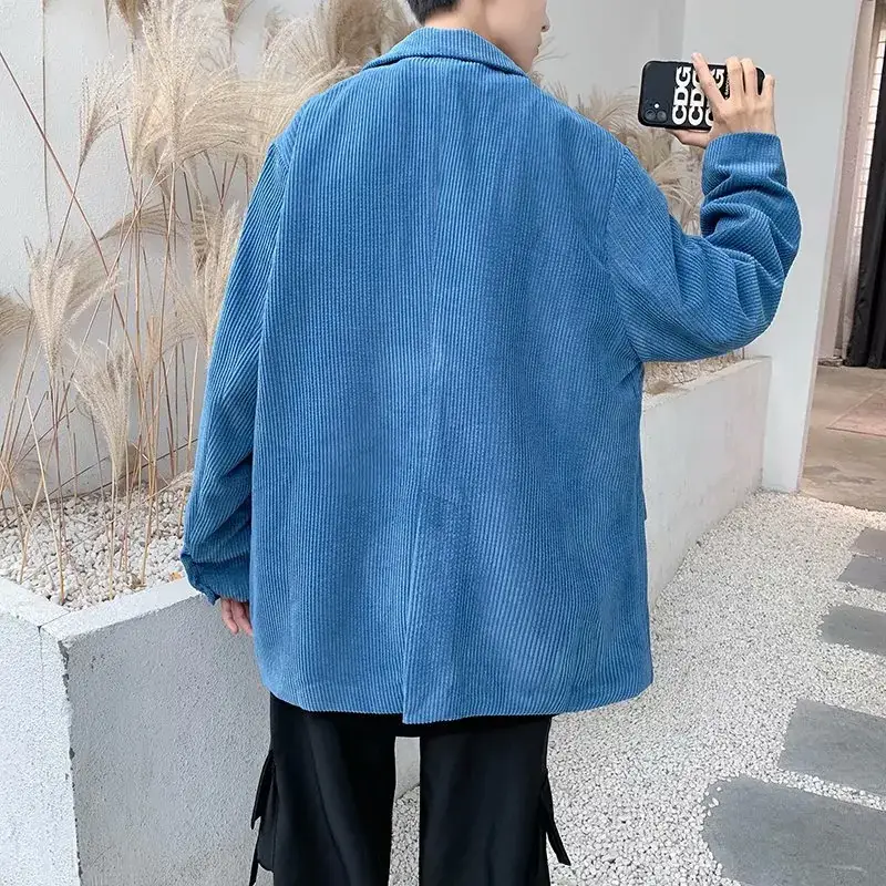 Men's Blue Corduroy Loose Jacket Autumn Winter - Image 5