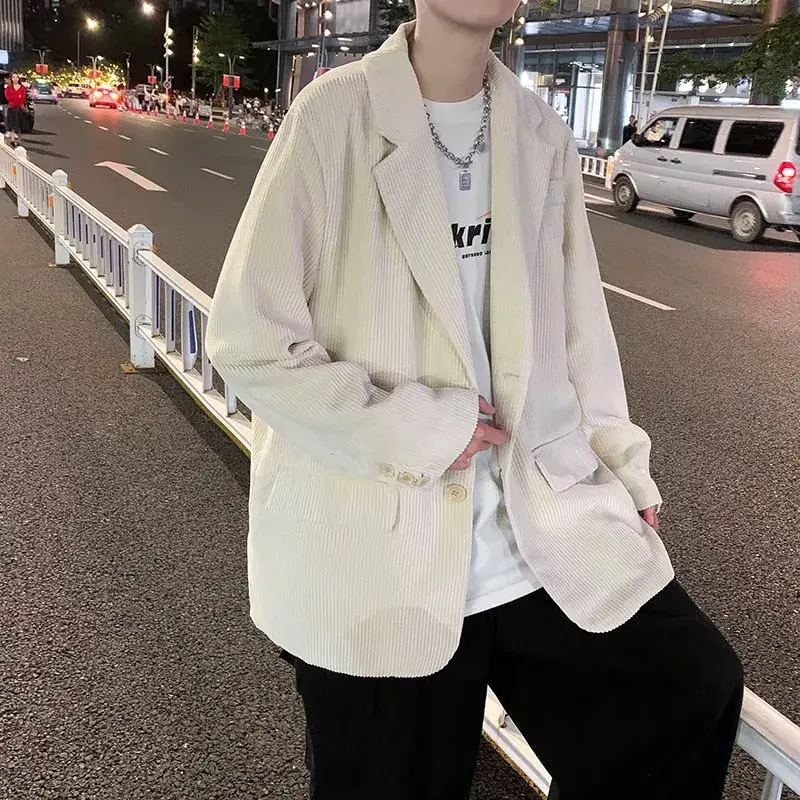 Men's Blue Corduroy Loose Jacket Autumn Winter - Image 7