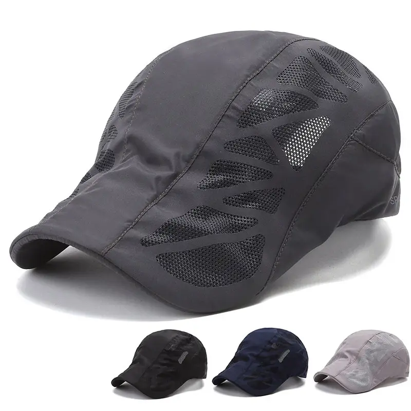 Men's Grey Mesh Forward Outdoor Cap Beret - Image 3