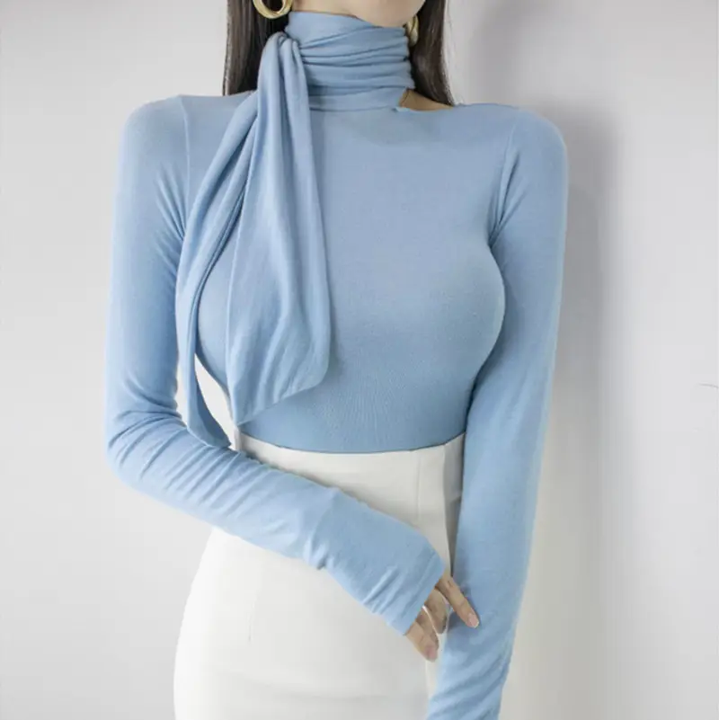 Black Long Sleeve Tie Front Top Shirt - Image 7