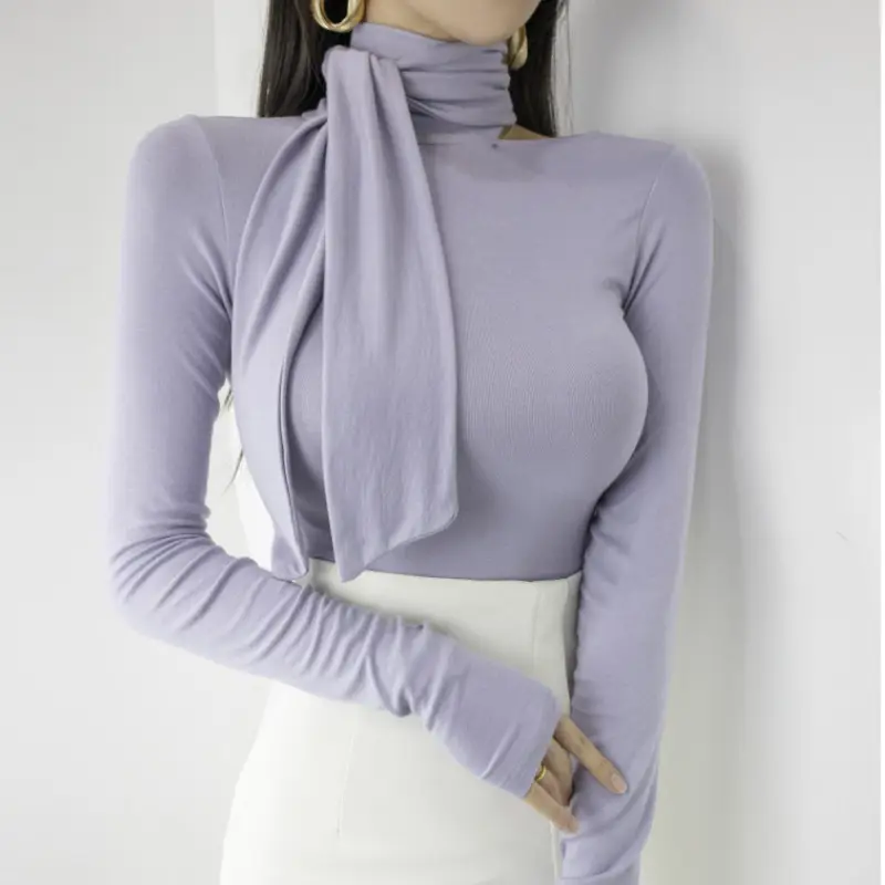 Black Long Sleeve Tie Front Top Shirt - Image 9