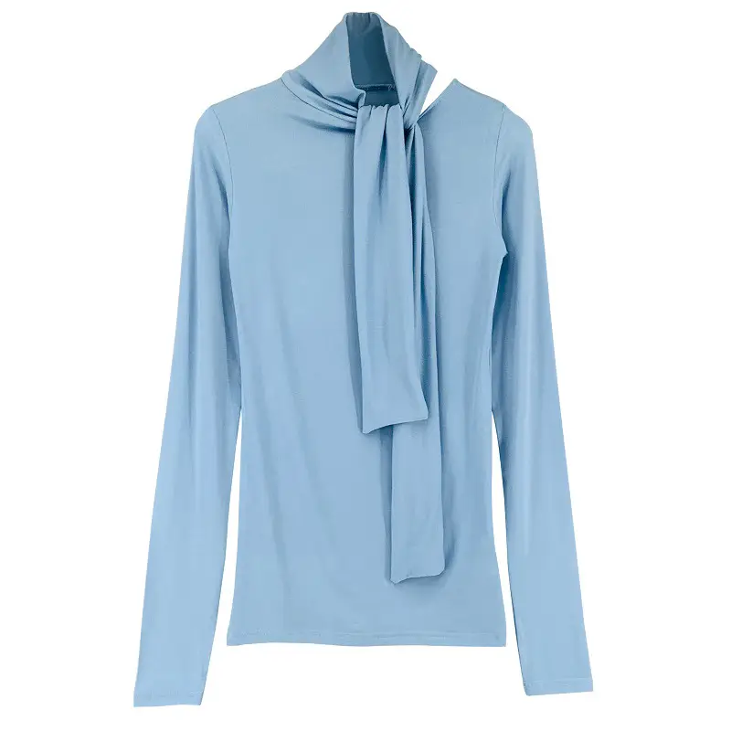 Black Long Sleeve Tie Front Top Shirt - Image 10