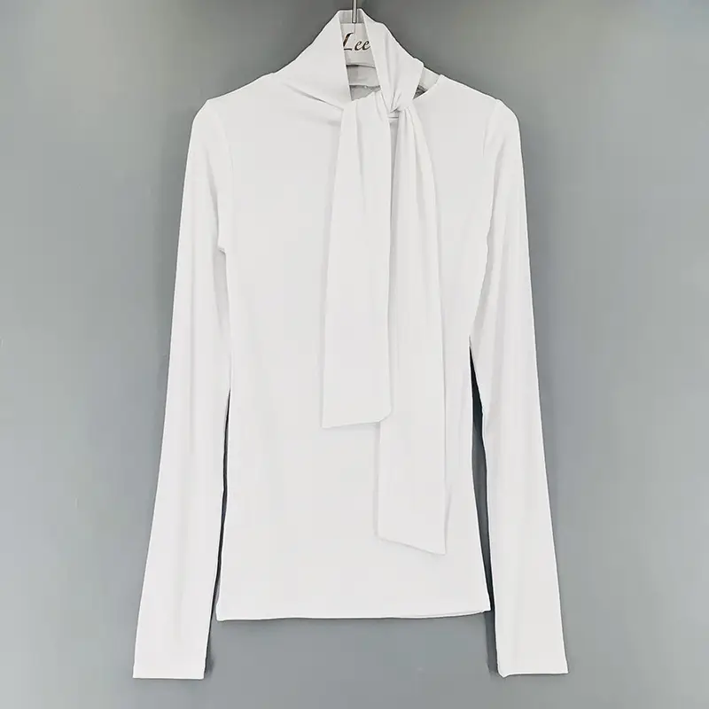 Black Long Sleeve Tie Front Top Shirt - Image 2