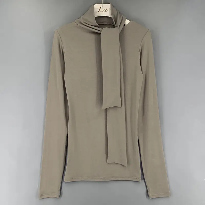 Black Long Sleeve Tie Front Top Shirt - Image 4