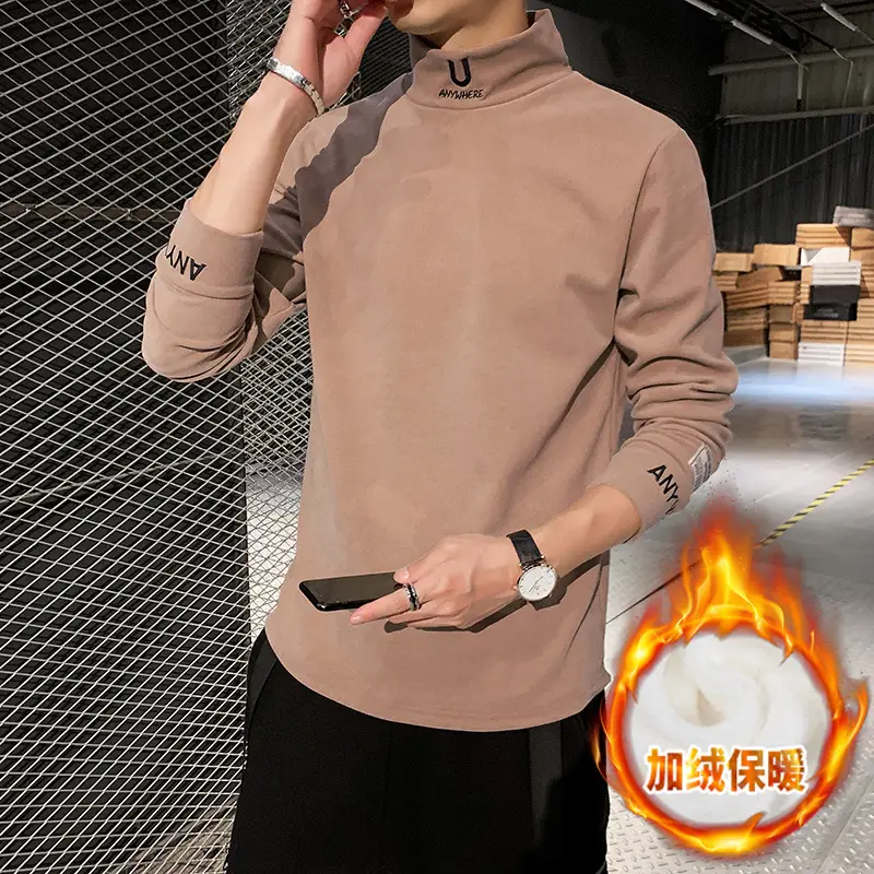 Men's Black Fleece Half-T-Shirt Winter Warm - Image 7