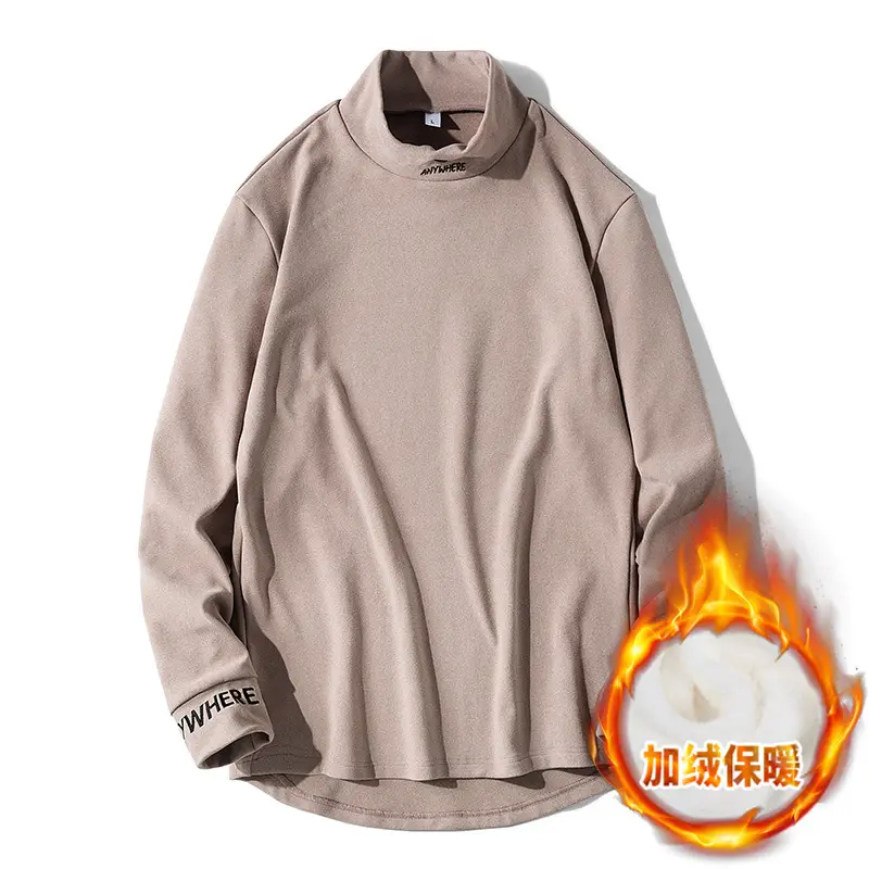 Men's Black Fleece Half-T-Shirt Winter Warm - Image 2
